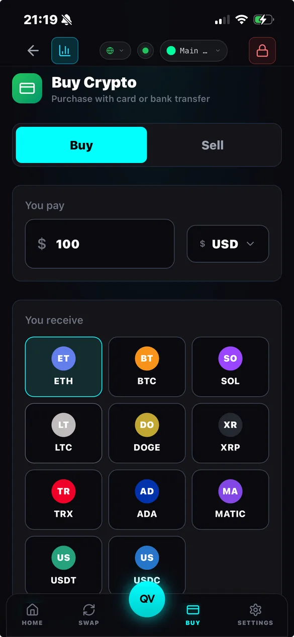 Buy & sell crypto