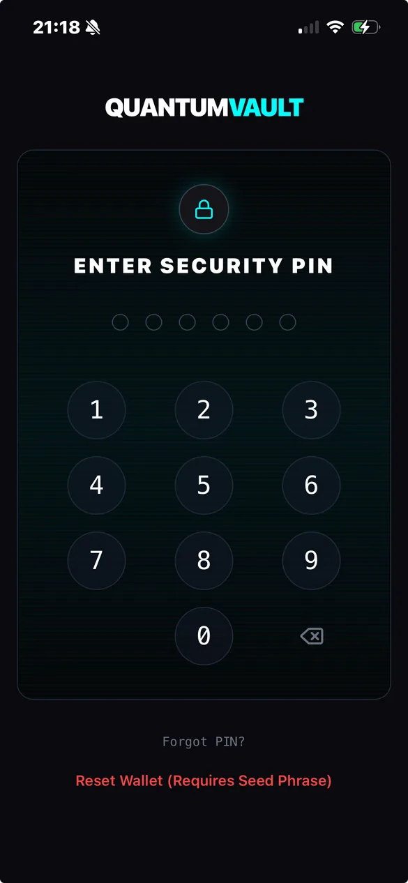 Login screen